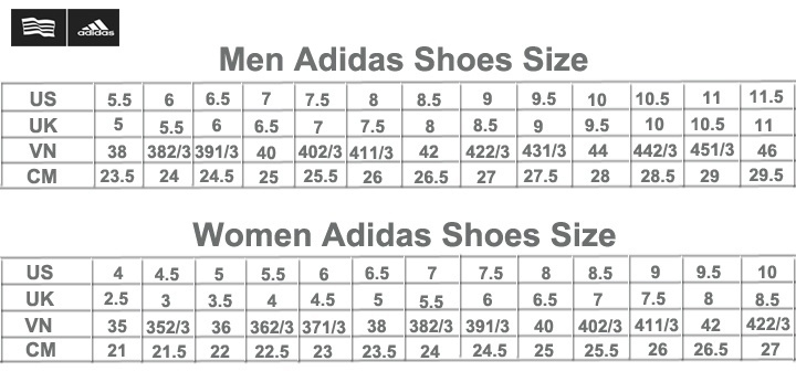 Bảng Quy Đổi Size Giày Adidas